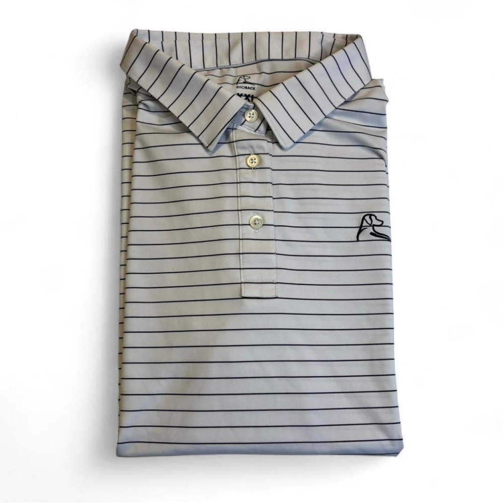 Rhoback Polo XXL Women’s White Black Stripe Performance Golf Shirt Stretch - Picture 4 of 5